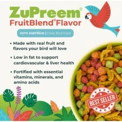 ZuPreem FruitBlend Flavor With Natural Flavors Daily Medium Bird Food 9 ZuPreem FruitBlend Flavor With Natural Flavors Daily Medium Bird Food -Sunny Decor Shop 100868 PT2. AC SS1800 V1598891771