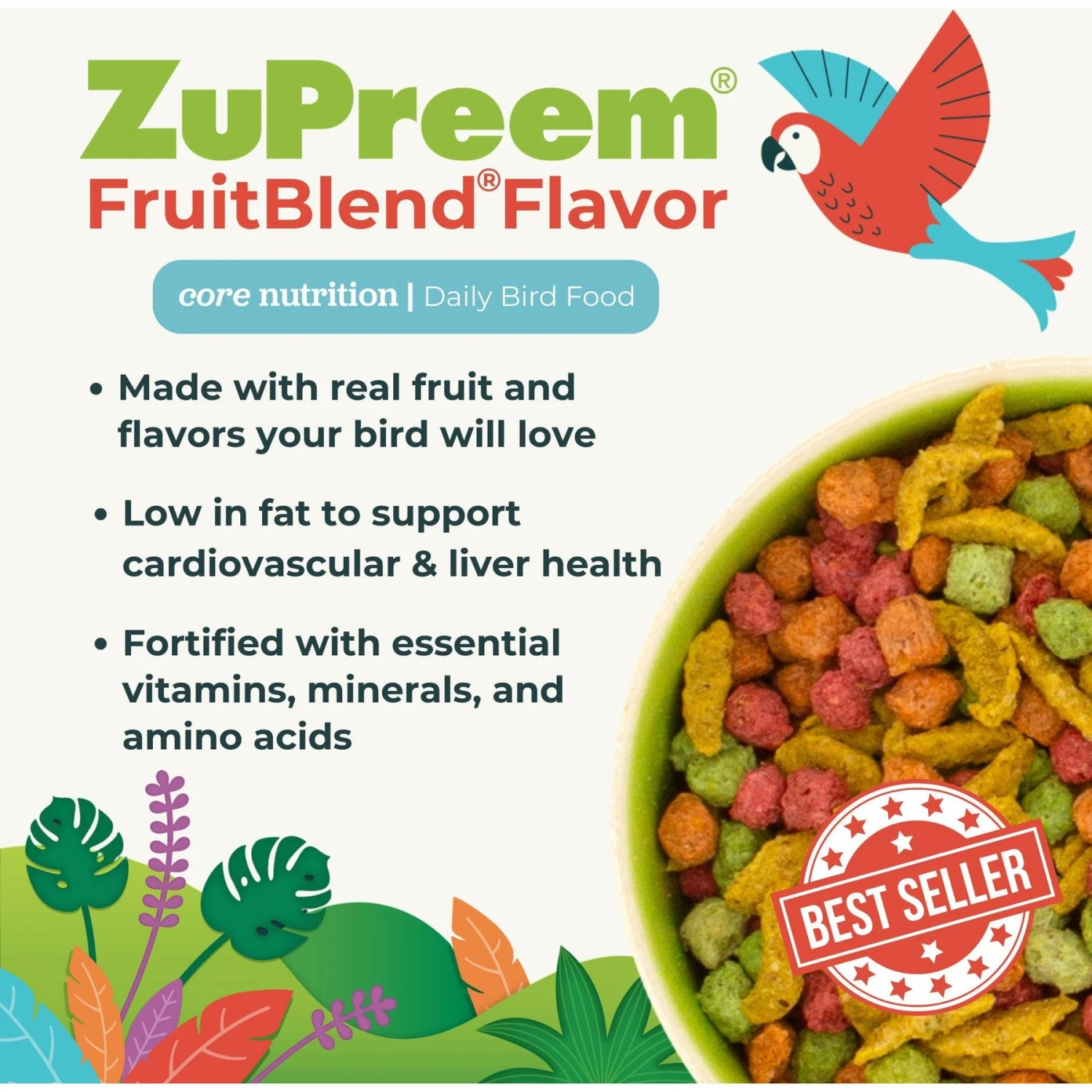 ZuPreem FruitBlend Flavor With Natural Flavors Daily Medium Bird Food 4 ZuPreem FruitBlend Flavor With Natural Flavors Daily Medium Bird Food - Image 2
