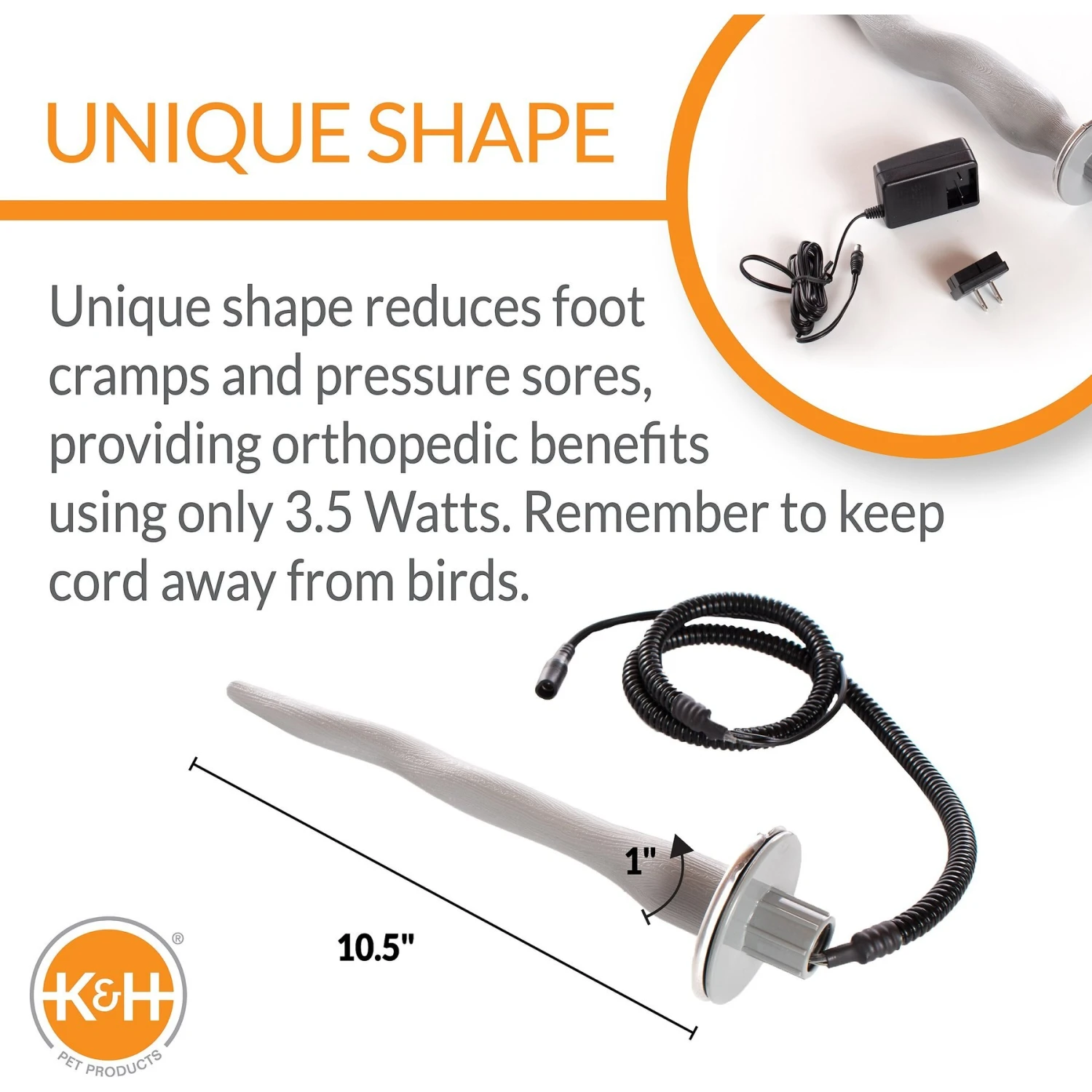 K&H Pet Products Thermo-Perch Heated Bird Perch Gray 5 K&H Pet Products Thermo-Perch Heated Bird Perch Gray - Image 3