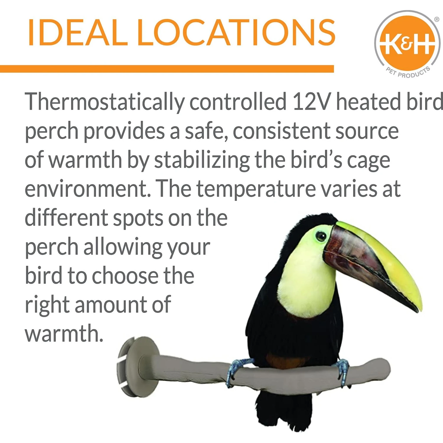 K&H Pet Products Thermo-Perch Heated Bird Perch Gray 6 K&H Pet Products Thermo-Perch Heated Bird Perch Gray - Image 4