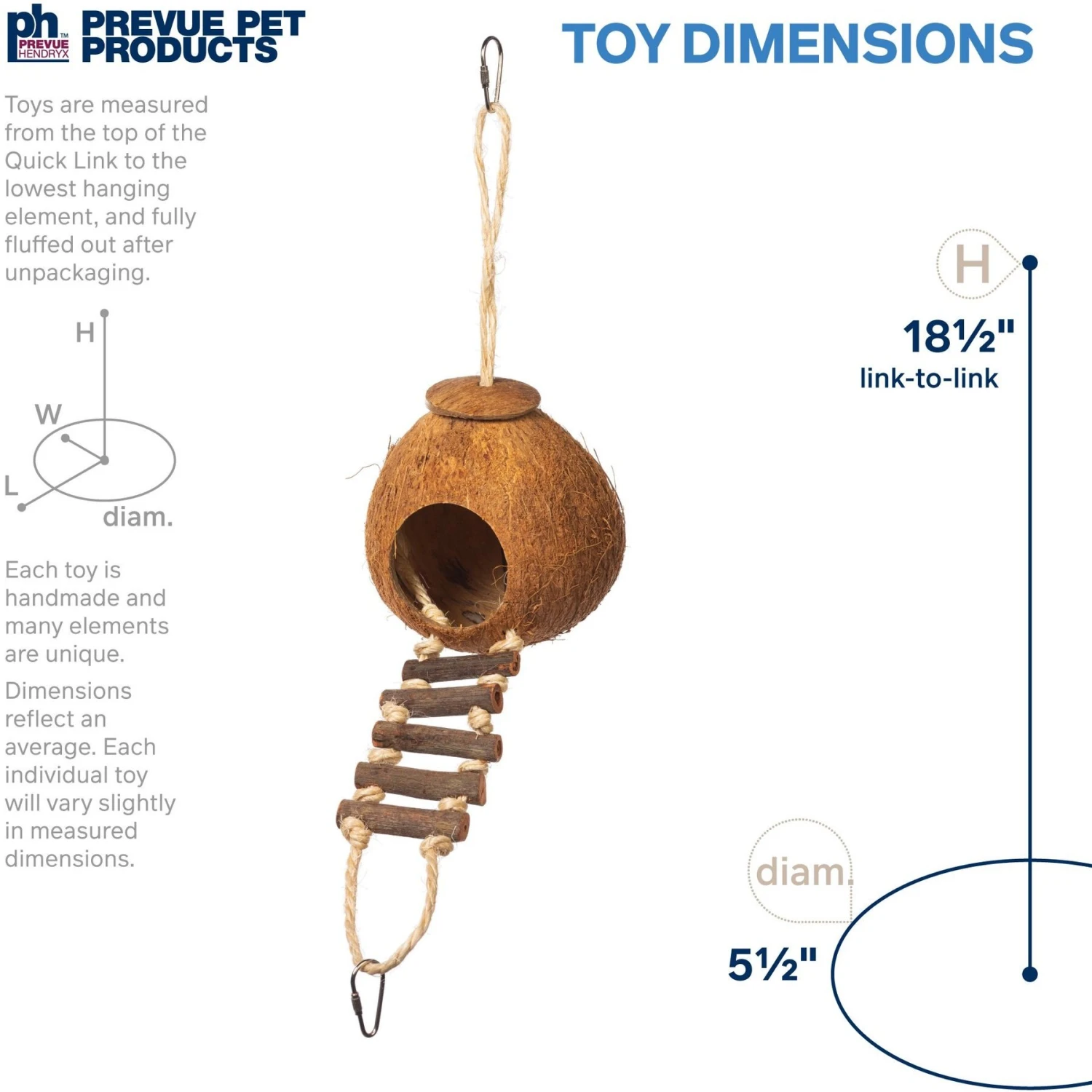 Prevue Pet Products Naturals Coco Hideaway With Ladder Bird Toy 4 Prevue Pet Products Naturals Coco Hideaway With Ladder Bird Toy - Image 2