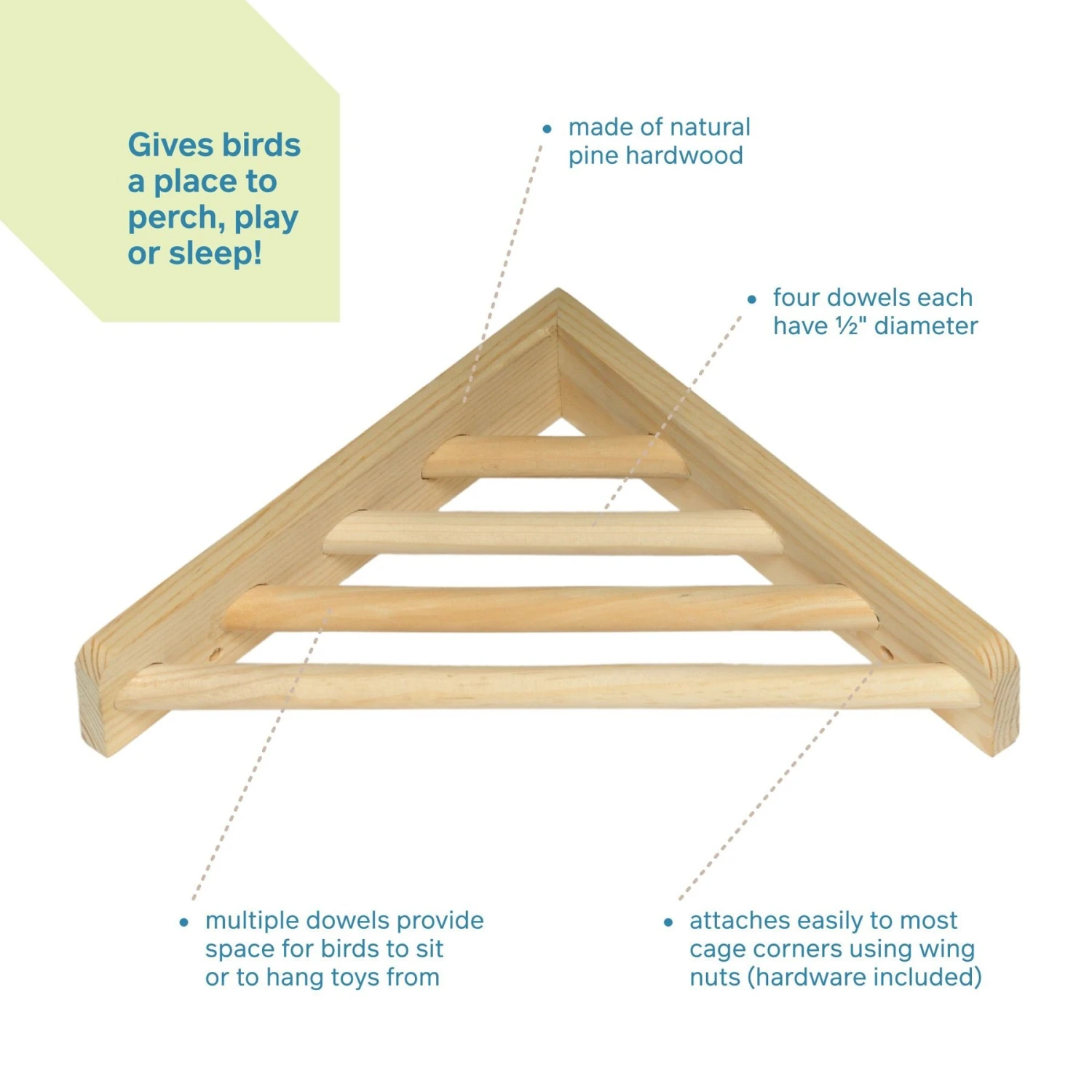 Prevue Pet Products Wood Corner Bird Cage Shelf 5 Prevue Pet Products Wood Corner Bird Cage Shelf - Image 3