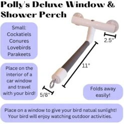 Polly's Pet Products Deluxe Window & Shower Bird Perch -Sunny Decor Shop 128595 PT2. AC SS1800 V1673386479