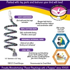 Super Bird Creations Rope Bungee Bird Perch, Color Varies, Small 11 Super Bird Creations Rope Bungee Bird Perch, Color Varies, Small -Sunny Decor Shop 138654 PT2. AC SS1800 V1662689603