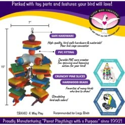 Super Bird Creations 4 Way Play Bird Toy, Large -Sunny Decor Shop 138669 PT2. AC SS1800 V1662689003