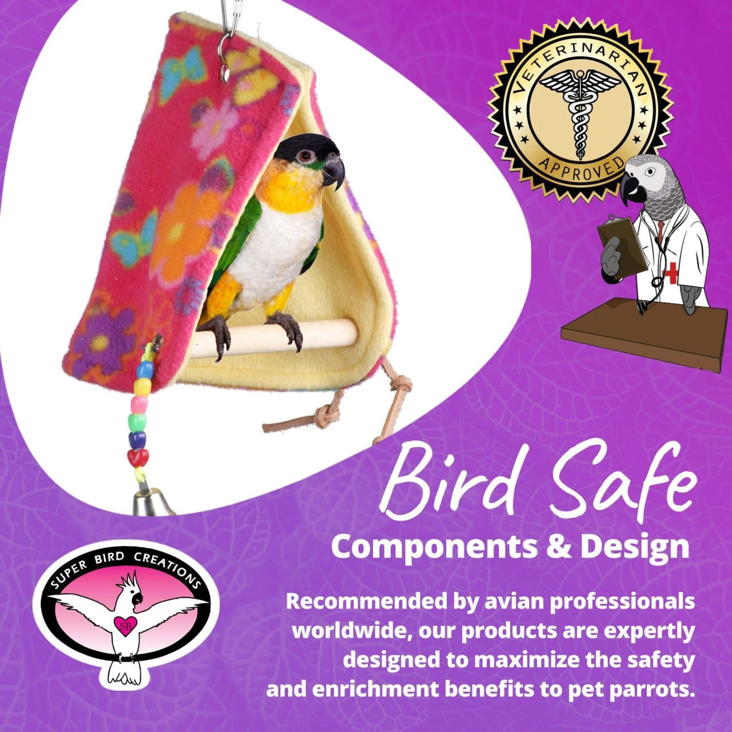 Super Bird Creations Peekaboo Perch Bird Tent, Color Varies, Medium 9 Super Bird Creations Peekaboo Perch Bird Tent, Color Varies, Medium - Image 7