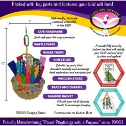 Super Bird Creations Foraging Basket Bird Toy, Medium -Sunny Decor Shop 138683 PT2. AC SS1800 V1662671144