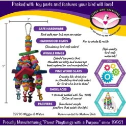 Super Bird Creations Wiggles & Wafers Bird Toy, Medium 13 Super Bird Creations Wiggles & Wafers Bird Toy, Medium -Sunny Decor Shop 138691 PT2. AC SS1800 V1662671270