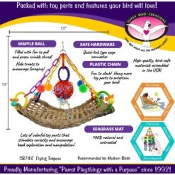 Super Bird Creations Flying Trapeze Bird Toy, Medium -Sunny Decor Shop 138696 PT2. AC SS1800 V1662688945