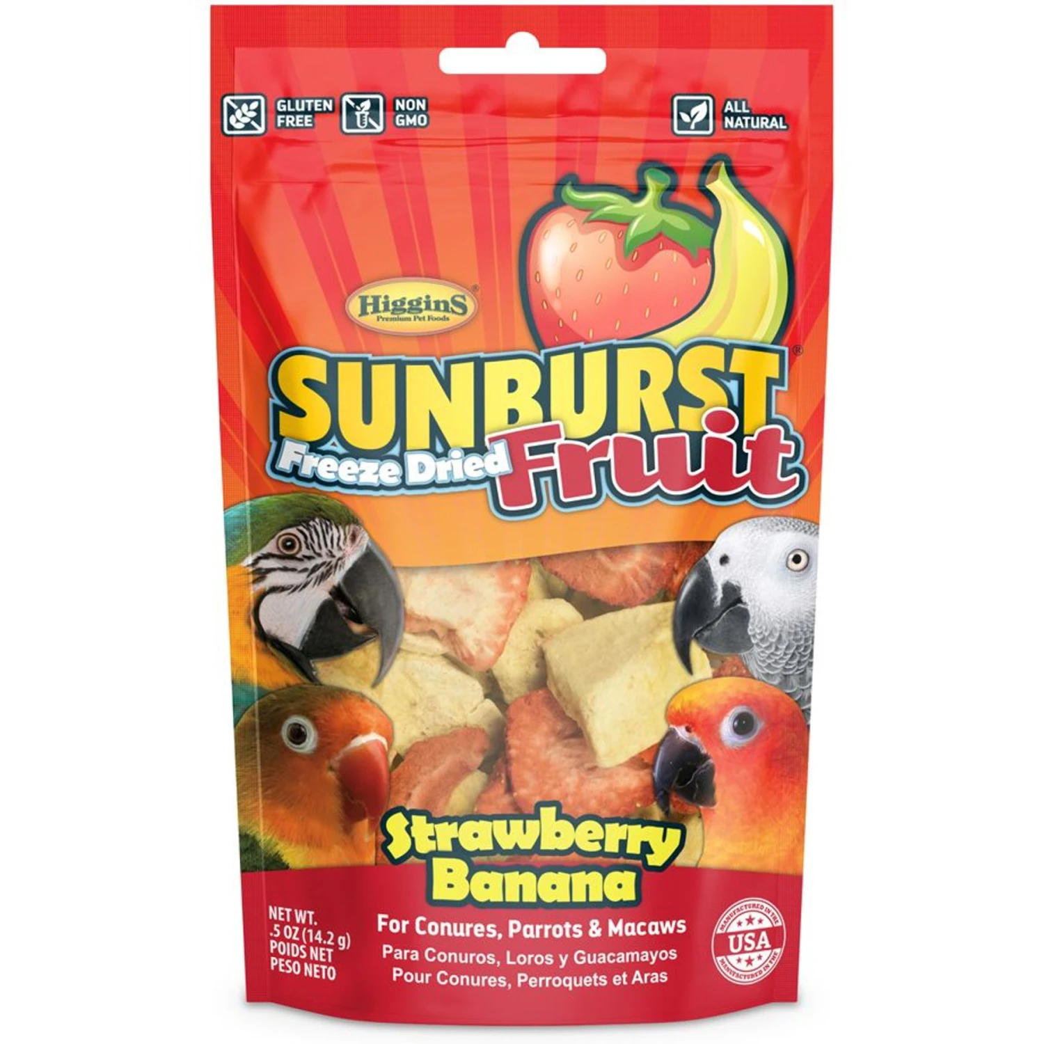 Higgins Sunburst Freeze-Dried Fruit Strawberry Banana Bird Treats 3 Higgins Sunburst Freeze-Dried Fruit Strawberry Banana Bird Treats