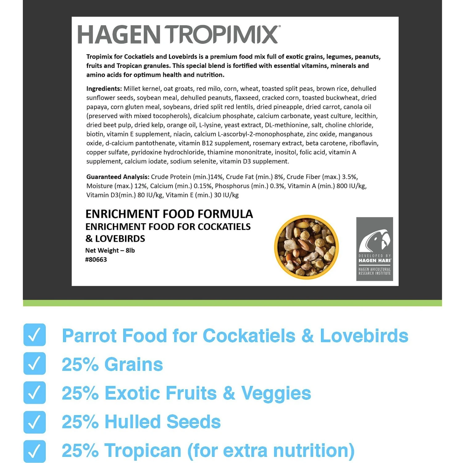 Hari Tropimix Enrichment Cockatiel & Lovebird Food 4 Hari Tropimix Enrichment Cockatiel & Lovebird Food - Image 2