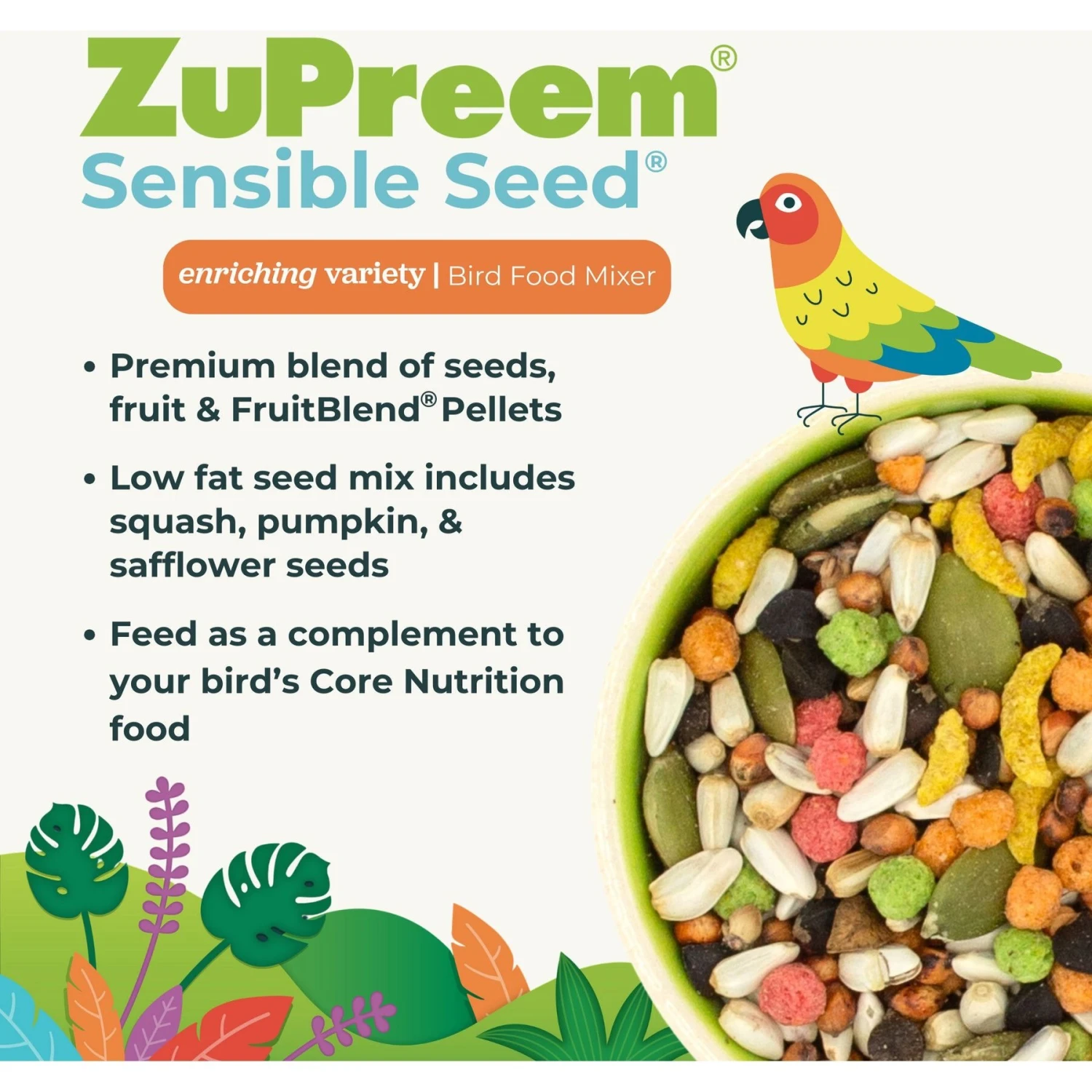 ZuPreem Sensible Seed Large Bird Food, 2-lb Bag 5 ZuPreem Sensible Seed Large Bird Food, 2-lb Bag - Image 3