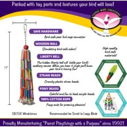 Super Bird Creations Wind Chimes Bird Toy, Medium 13 Super Bird Creations Wind Chimes Bird Toy, Medium -Sunny Decor Shop 146992 PT2. AC SS1800 V1662689240