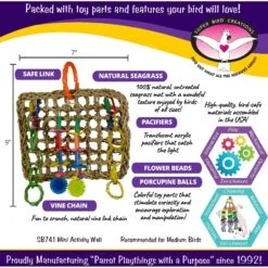 Super Bird Creations Mini Activity Wall Bird Toy, Medium 12 Super Bird Creations Mini Activity Wall Bird Toy, Medium -Sunny Decor Shop 146994 PT2. AC SS1800 V1662671216