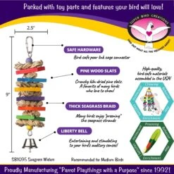 Super Bird Creations Seagrass Wafers Bird Toy, Medium -Sunny Decor Shop 147009 PT2. AC SS1800 V1662689184