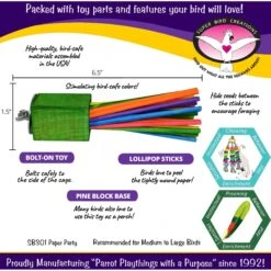 Super Bird Creations Paper Party Bird Toy, Large -Sunny Decor Shop 147018 PT2. AC SS1800 V1662670803