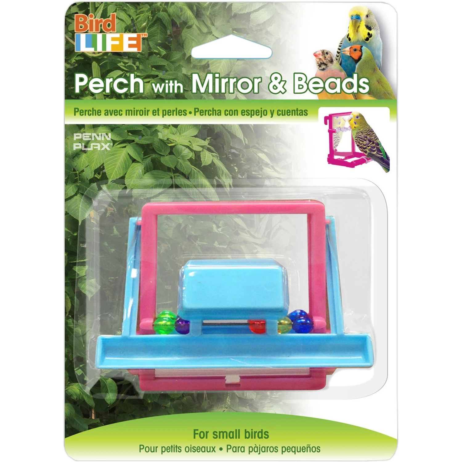 Penn-Plax Bird Landing Perch With Mirror & Beads 3 Penn-Plax Bird Landing Perch With Mirror & Beads