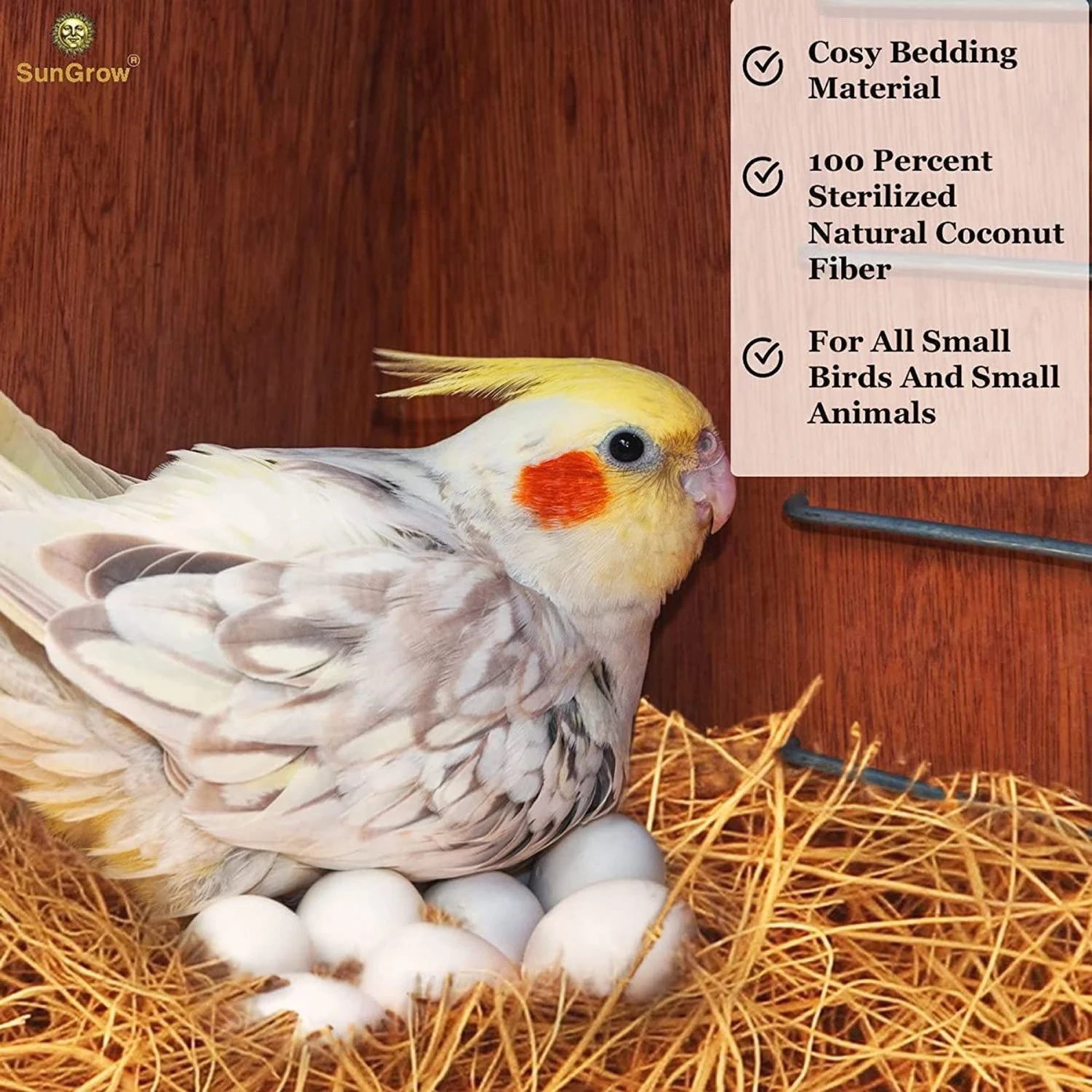 SunGrow Bird Nesting Coconut Fiber, Bedding Material For Parakeet & Finch Nest Box 5 SunGrow Bird Nesting Coconut Fiber, Bedding Material For Parakeet & Finch Nest Box - Image 3