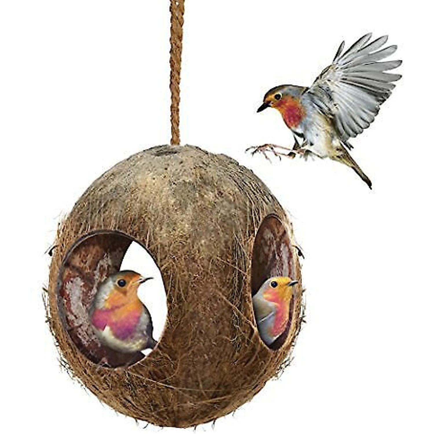 SunGrow Outdoor Coconut Hide & Bird Finch Cage & Hummingbird Bird Nest 3 SunGrow Outdoor Coconut Hide & Bird Finch Cage & Hummingbird Bird Nest