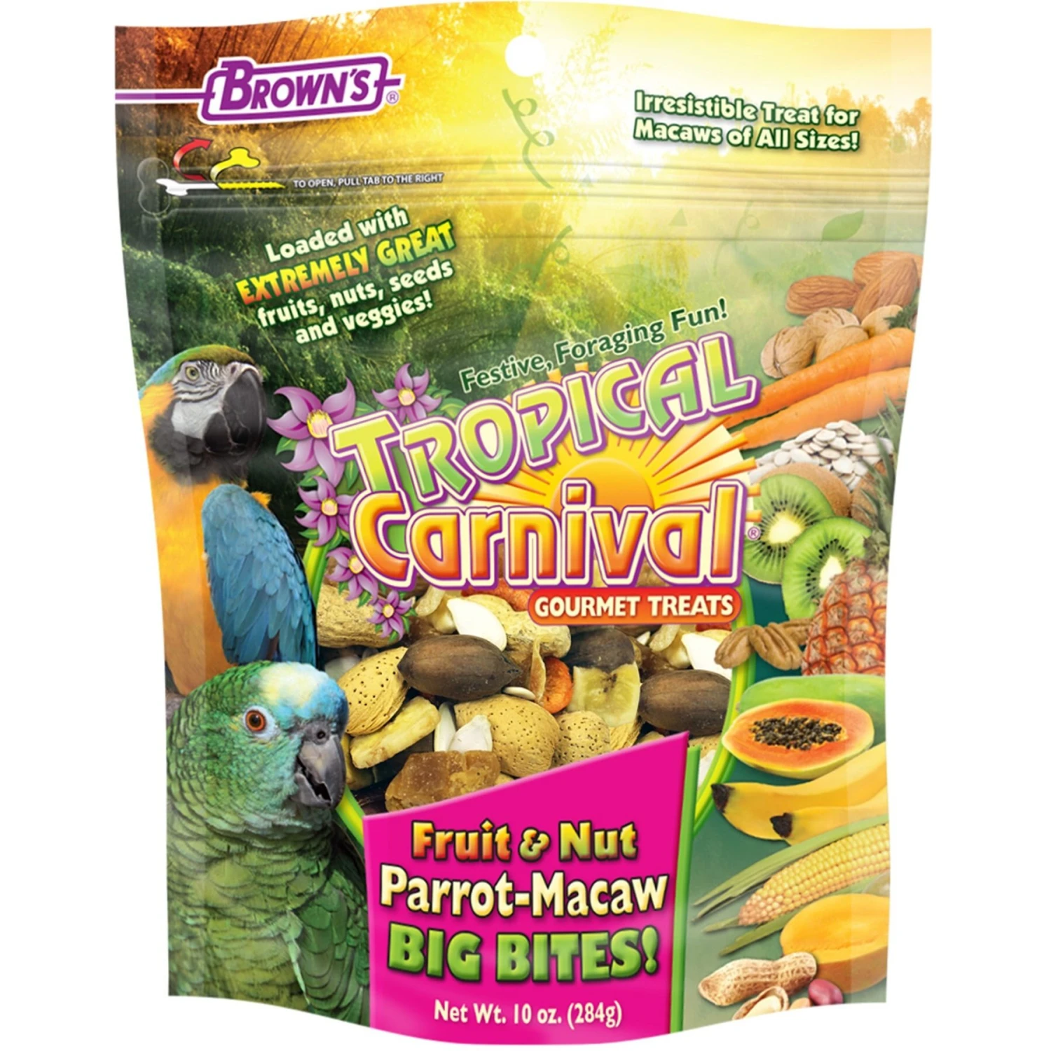 Brown's Tropical Carnival Fruit & Nut Macaw Big Bites! Bird Treats 3 Brown's Tropical Carnival Fruit & Nut Macaw Big Bites! Bird Treats