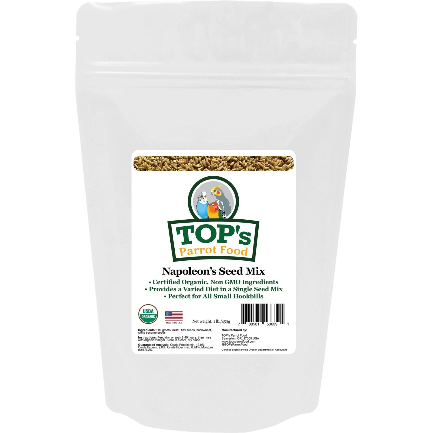 TOP's Parrot Food Organic Napoleon Seed Mix Small Parrot Food 3 TOP's Parrot Food Organic Napoleon Seed Mix Small Parrot Food