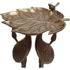 Oakland Living Handmade Metal Crane Lily Bird Bath -Sunny Decor Shop 223152 PT2. AC SS1800 V1681926140