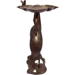 Oakland Living Handmade Metal Crane Lily Bird Bath -Sunny Decor Shop 223152 PT3. AC SS1800 V1681933113