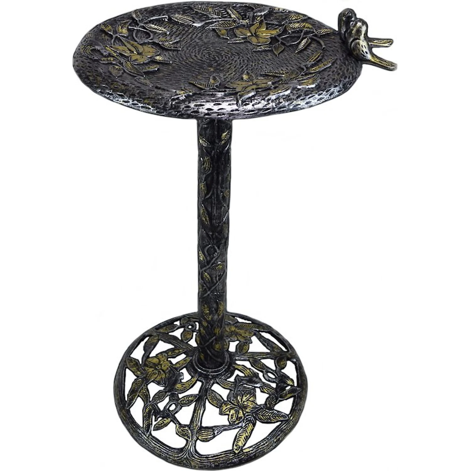 Oakland Living Handmade Gold Cast Aluminum Twin Singing Birds Bird Bath, Antique Silver 3 Oakland Living Handmade Gold Cast Aluminum Twin Singing Birds Bird Bath, Antique Silver