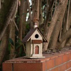 Glitzhome Distressed Solid Wood Bird House, 13.11-in -Sunny Decor Shop 228709 PT1. AC SS1800 V1663105797