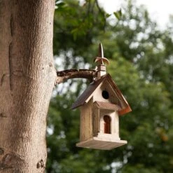 Glitzhome Distressed Solid Wood Bird House, 13.11-in -Sunny Decor Shop 228709 PT2. AC SS1800 V1663106725
