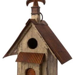 Glitzhome Distressed Solid Wood Bird House, 13.11-in -Sunny Decor Shop 228709 PT4. AC SS1800 V1663106250