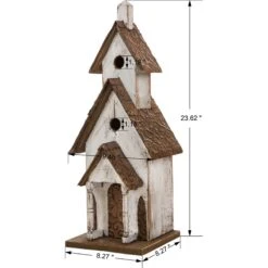 Glitzhome Extra-Large Rustic Wood White Bird House, 23.62-in -Sunny Decor Shop 228719 PT1. AC SS1800 V1663105595
