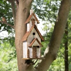 Glitzhome Extra-Large Rustic Wood White Bird House, 23.62-in -Sunny Decor Shop 228719 PT3. AC SS1800 V1663105890