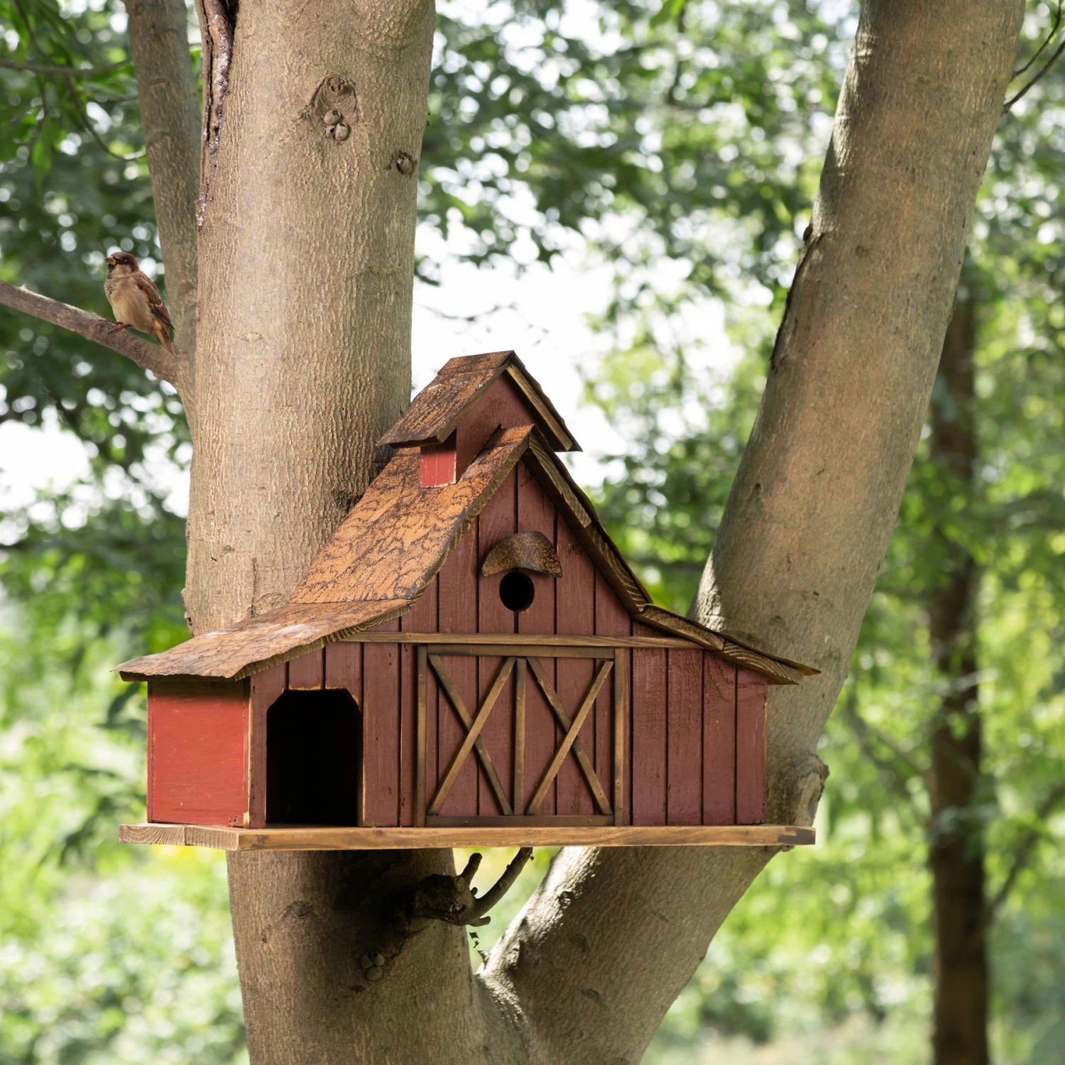 Glitzhome Extra-Large Rustic Wood Barn Bird House, 20.67-in 5 Glitzhome Extra-Large Rustic Wood Barn Bird House, 20.67-in - Image 3