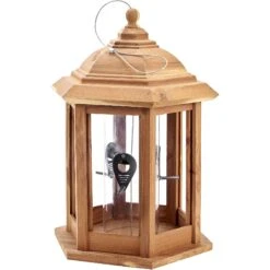 Copper Spade Cedar Hexagon Bird Feeder, Large