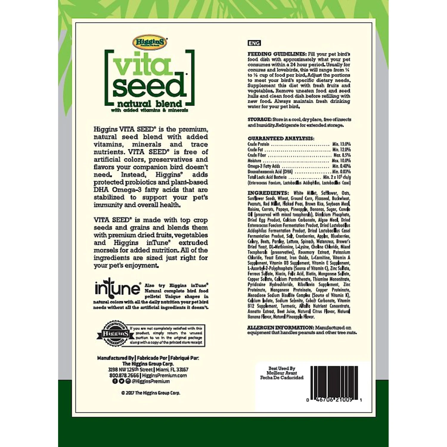 Higgins Vita Seed Conure & Lovebird Bird Food 4 Higgins Vita Seed Conure & Lovebird Bird Food - Image 2