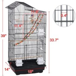 Yaheetech 39-in Parrot Bird Cage, Black, Large -Sunny Decor Shop 242661 PT2. AC SS1800 V1657656385