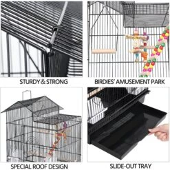 Yaheetech 39-in Parrot Bird Cage, Black, Large -Sunny Decor Shop 242661 PT4. AC SS1800 V1649897792