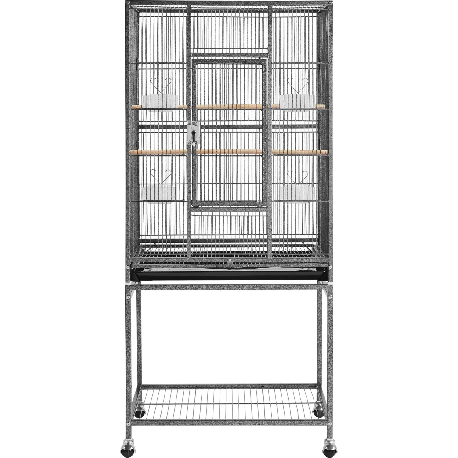 Yaheetech 53.7-in Parrot Bird Cage & Stand, Hammered Black, Large 3 Yaheetech 53.7-in Parrot Bird Cage & Stand, Hammered Black, Large