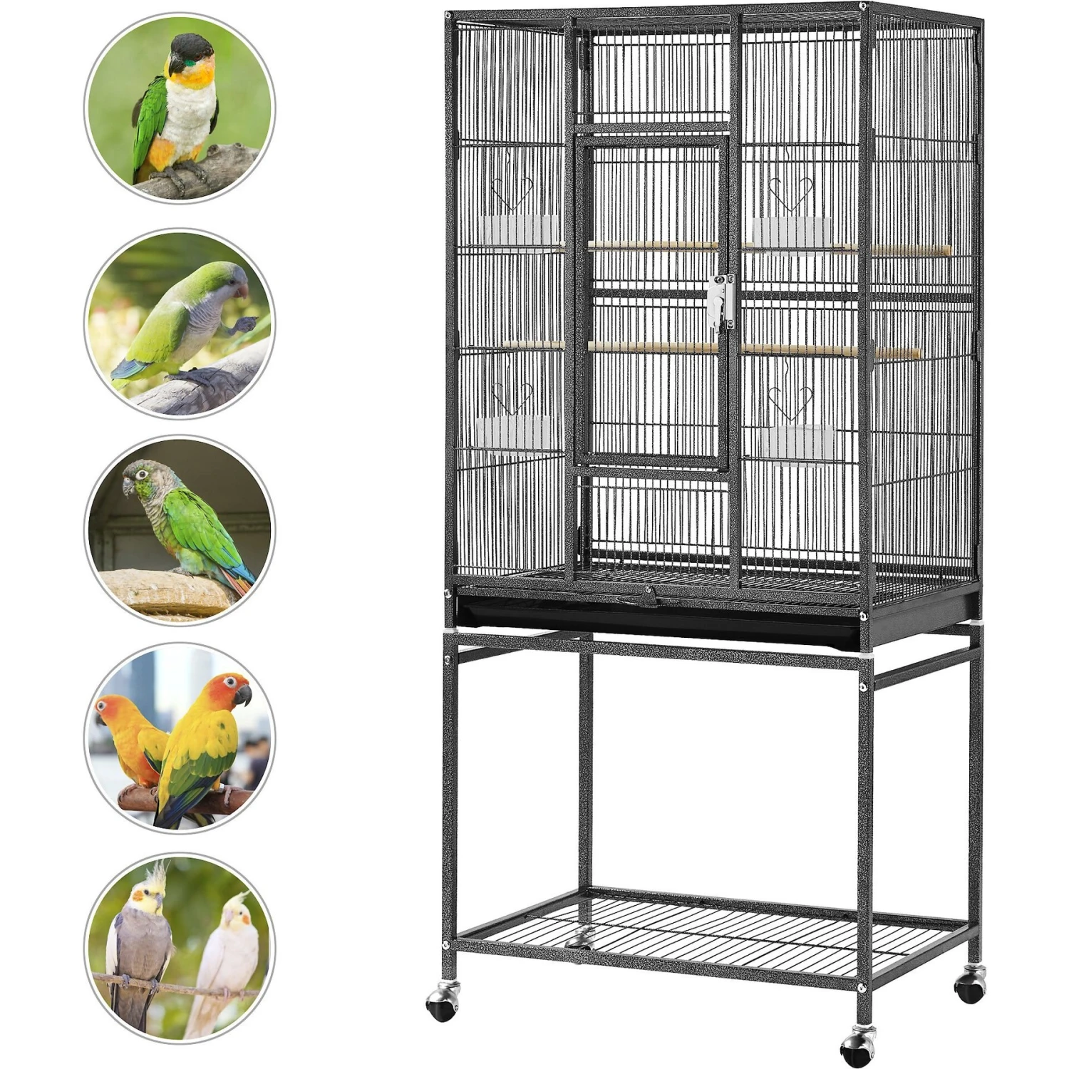Yaheetech 53.7-in Parrot Bird Cage & Stand, Hammered Black, Large 5 Yaheetech 53.7-in Parrot Bird Cage & Stand, Hammered Black, Large - Image 3