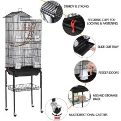 Yaheetech 62.5-in Rolling Large Bird Cage & Detachable Stand -Sunny Decor Shop 242665 PT5. AC SS1800 V1649891481