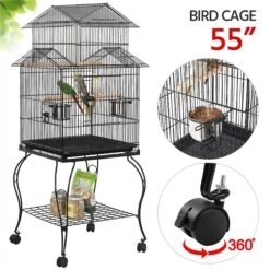 Yaheetech 55-in Triple Roof Rolling Bird Cage, Black 12 Yaheetech 55-in Triple Roof Rolling Bird Cage, Black -Sunny Decor Shop 242667 PT2. AC SS1800 V1637104004