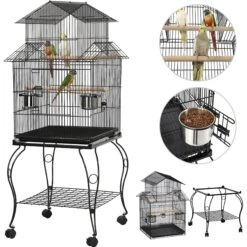 Yaheetech 55-in Triple Roof Rolling Bird Cage, Black 13 Yaheetech 55-in Triple Roof Rolling Bird Cage, Black -Sunny Decor Shop 242667 PT3. AC SS1800 V1637105842