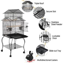 Yaheetech 55-in Triple Roof Rolling Bird Cage, Black 15 Yaheetech 55-in Triple Roof Rolling Bird Cage, Black -Sunny Decor Shop 242667 PT5. AC SS1800 V1637111528