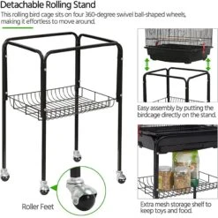 Yaheetech 64-in Open Top Metal Parrot Cage With Detachable Rolling Stand -Sunny Decor Shop 242669 PT6. AC SS1800 V1637102483