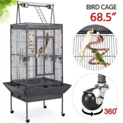 Yaheetech 68.5-in Rolling Bird Cage & Playtop, Hammertone Black 11 Yaheetech 68.5-in Rolling Bird Cage & Playtop, Hammertone Black -Sunny Decor Shop 242677 PT1. AC SS1800 V1637105230