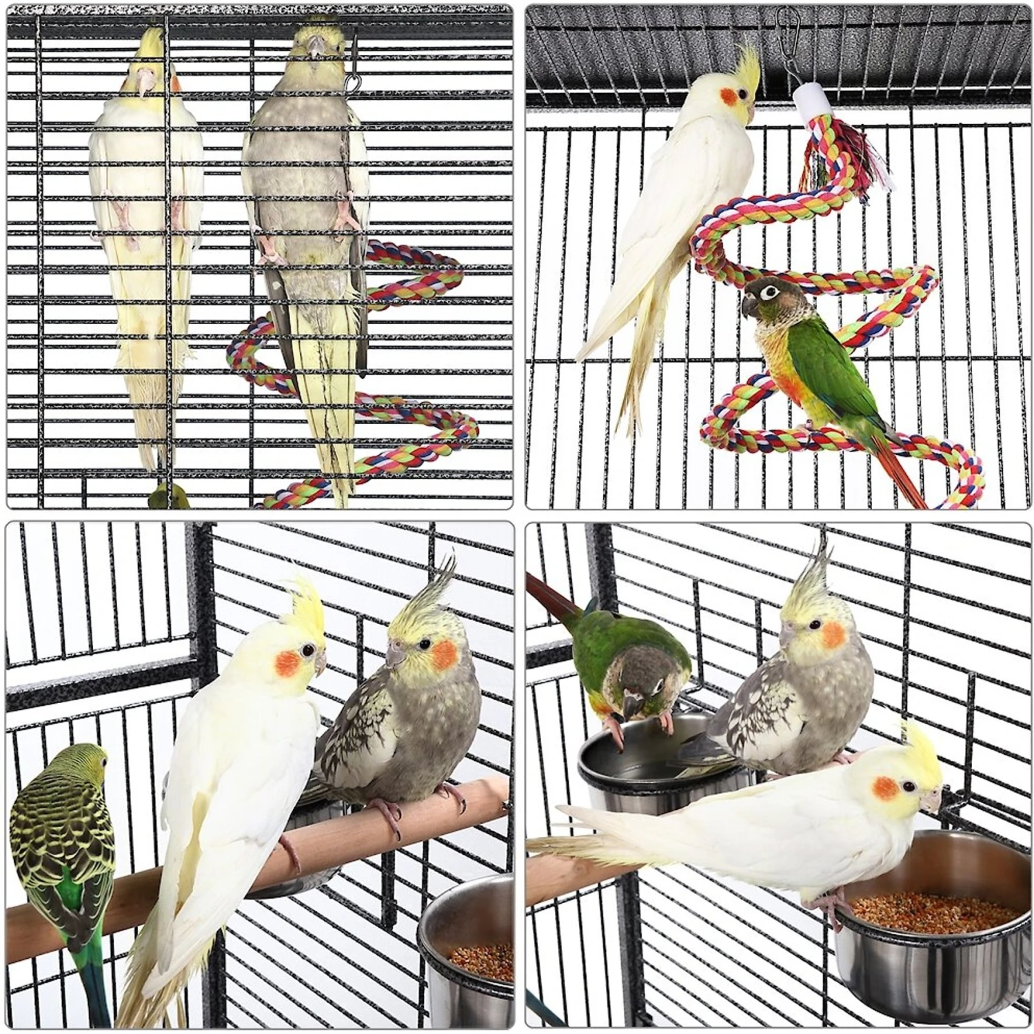 Yaheetech 68.5-in Rolling Bird Cage & Playtop, Hammertone Black 10 Yaheetech 68.5-in Rolling Bird Cage & Playtop, Hammertone Black - Image 8