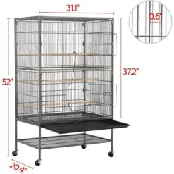 Yaheetech Large Bird Rolling Cage & Storage Shelf, Hammered Black -Sunny Decor Shop 242679 PT2. AC SS1800 V1636564403