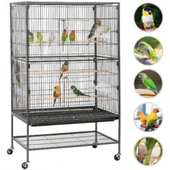 Yaheetech 52-in Rolling Bird Cage, Hammered Black, Large 12 Yaheetech 52-in Rolling Bird Cage, Hammered Black, Large -Sunny Decor Shop 242683 PT1. AC SS1800 V1657656385
