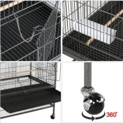 Yaheetech 52-in Rolling Bird Cage, Hammered Black, Large 14 Yaheetech 52-in Rolling Bird Cage, Hammered Black, Large -Sunny Decor Shop 242683 PT3. AC SS1800 V1657656385